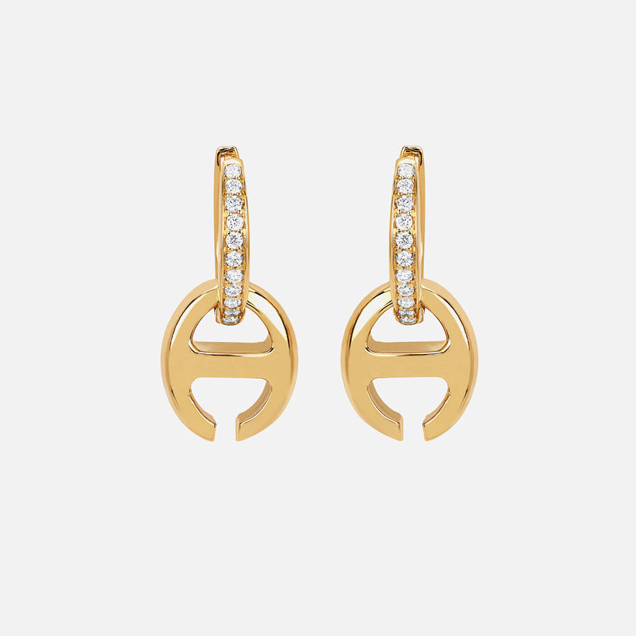 Yellow Gold Women Kith Hoorsenbuhs Klaasp Earrings with Diamonds Jewelry | 5723-KNMPT