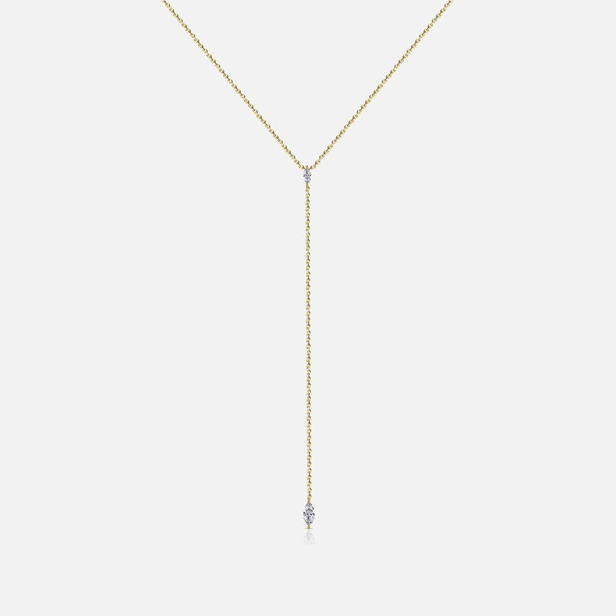 Yellow Gold Women Kith Isa Grutman Marquis Lariat Necklace 14K Gold Jewelry | 3672-UGLBK