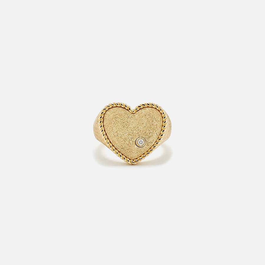 Yellow Gold Women Kith Yvonne Leon Chevaliere Coeur Pailletee Or Jaune Jewelry | 8516-UJSRN
