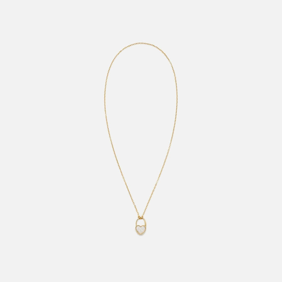 Yellow Gold Women Kith Yvonne Leon Collier Cadenas Coeur Diamants PM Jewelry | 4093-RQBMX