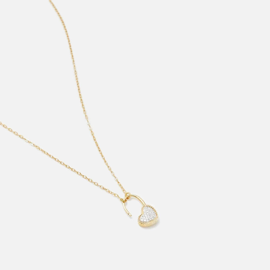 Yellow Gold Women Kith Yvonne Leon Collier Cadenas Coeur Diamants PM Jewelry | 4093-RQBMX