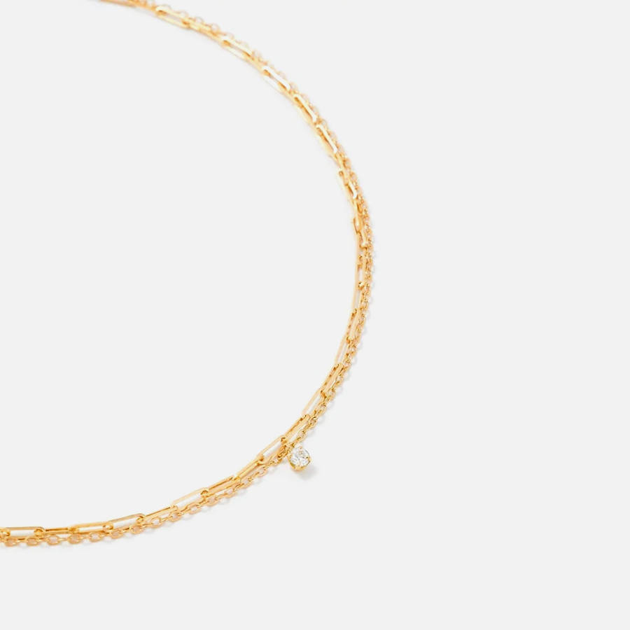 Yellow Gold Women Kith Yvonne Leon Collier Double Solitaire PM Jewelry | 8307-KAIRW