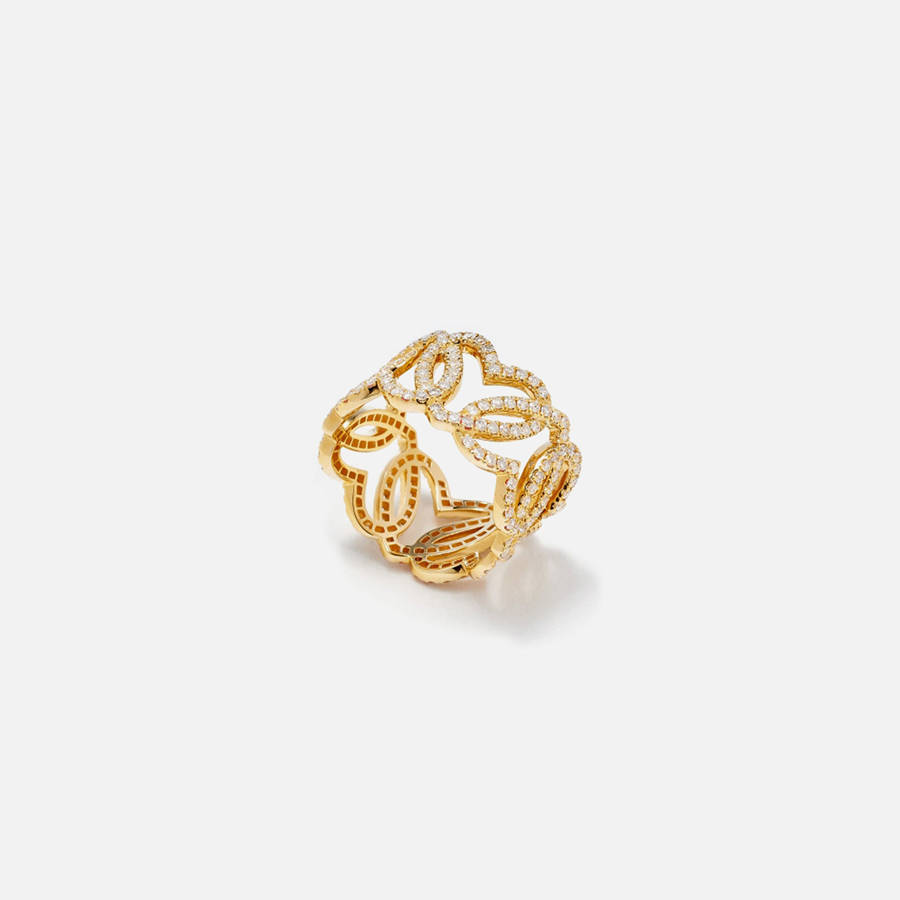 Yellow Women Kith Yvonne Leon Bague Maille Coeurs Diamants Heart Ring Jewelry | 3810-OVYDK
